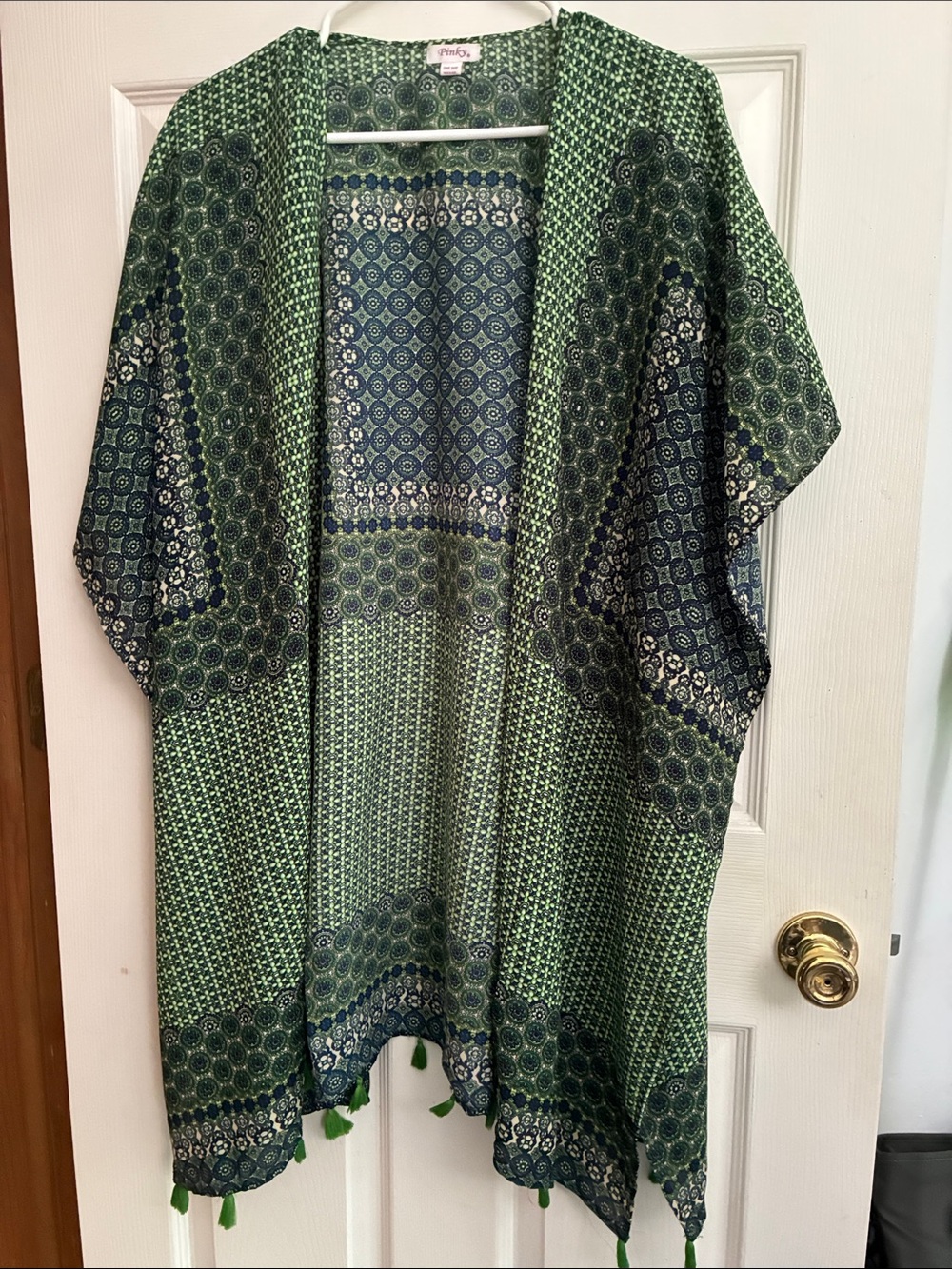 Pinky Green and Navy Printed Open Cardigan/kimono one size fits all